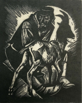 russian_soviet_woodcut_shepherd_with_goat_ussr_xylography_1933_china_paper