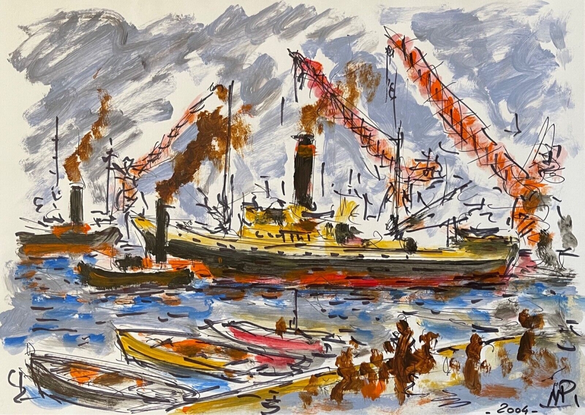 cargo_en_cours_de_debarquement_gouache_n_palmade_2004_marine_marin