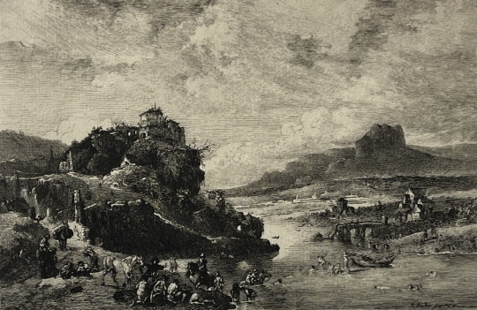 the_banks_of_the_rhine_1878_engraving_boilvin_after_philips_wouwerman_germany