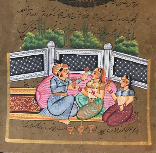 miniature_qajar_ou_indienne_xxeme_india_bharat_inde_prince_et_princesses