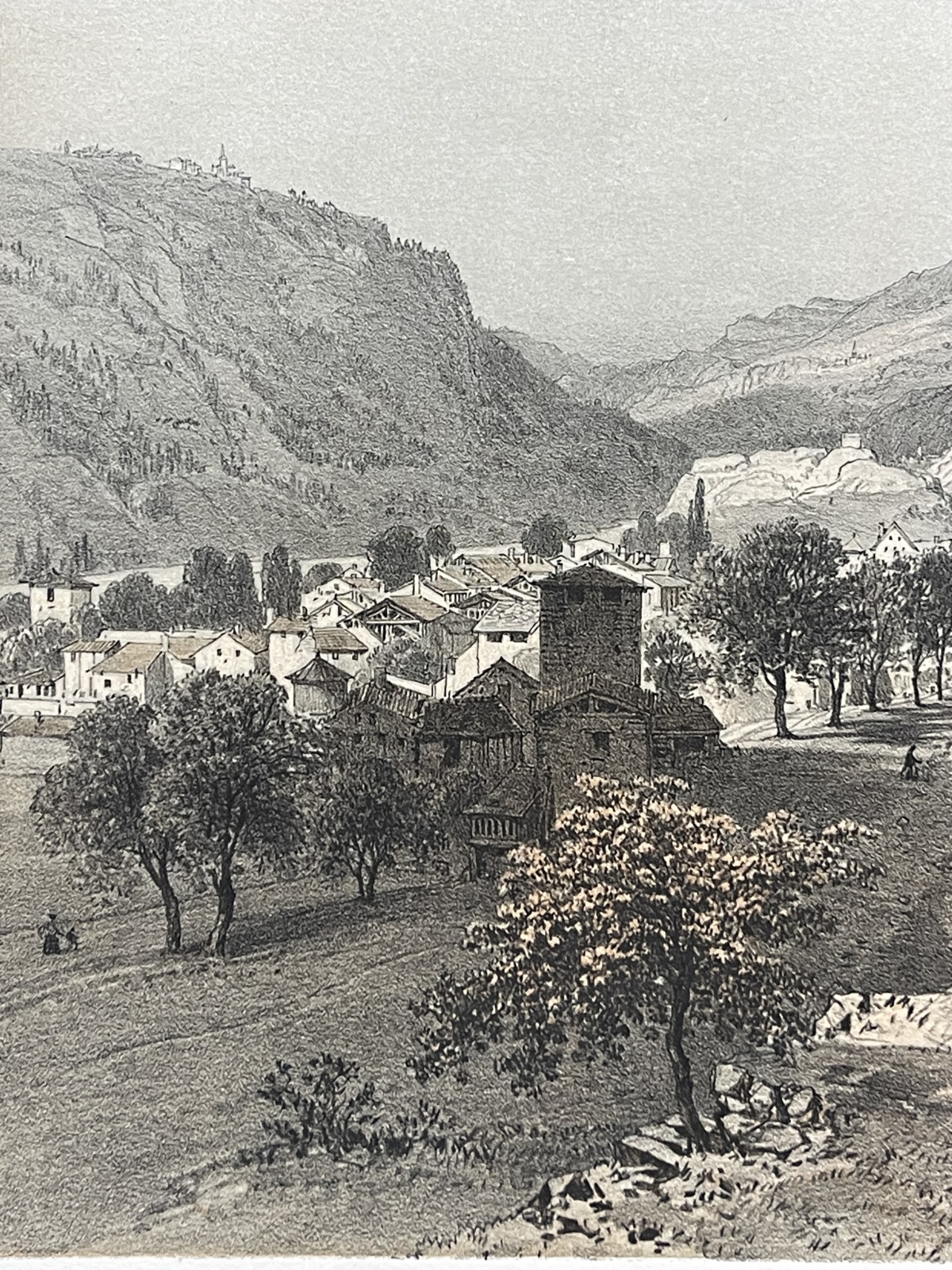 aime_savoie_antique_lithograph_1864_felix_benoist_french_alps_village_landscape