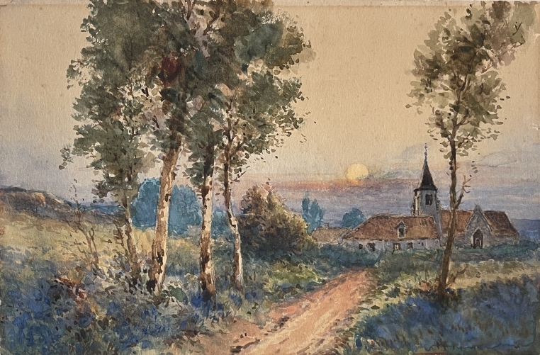 chapelle_de_campagne_aquarelle_fin_xix_e_debut_xx_e_france