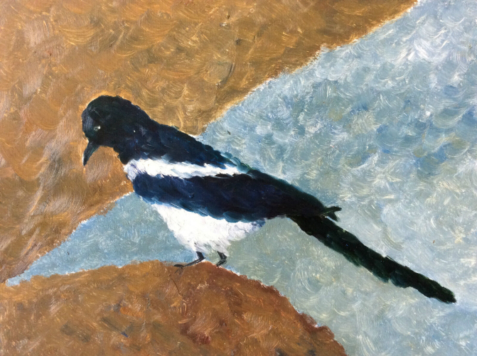 pie_oiseau_peinture_animaliere_charmante_anonyme