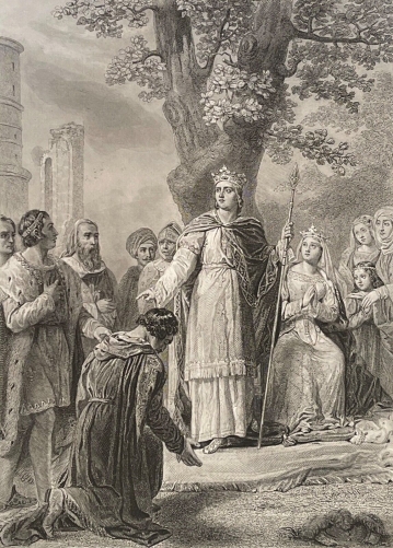 saint_louis_roi_1214-1270_rendant_justice_chene_vincennes_moyen_age_france_xix