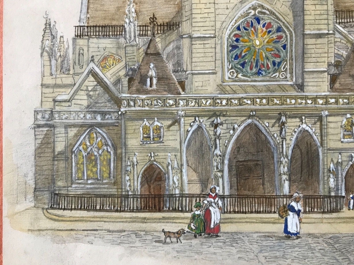 paris_eglise_saint_germain_lauxerrois_papier_circa_1850_technique_multiple