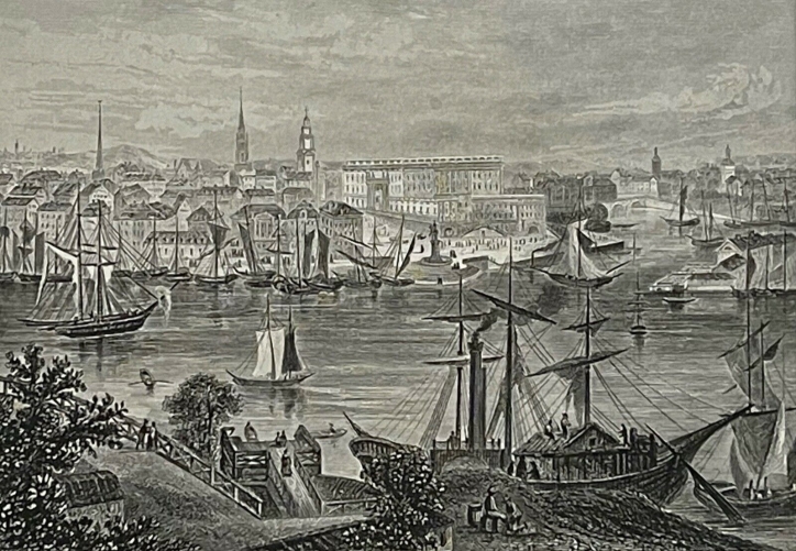 stockholm_suede_lithographie_vers_1835_dapres_aubert_marine_europe_port
