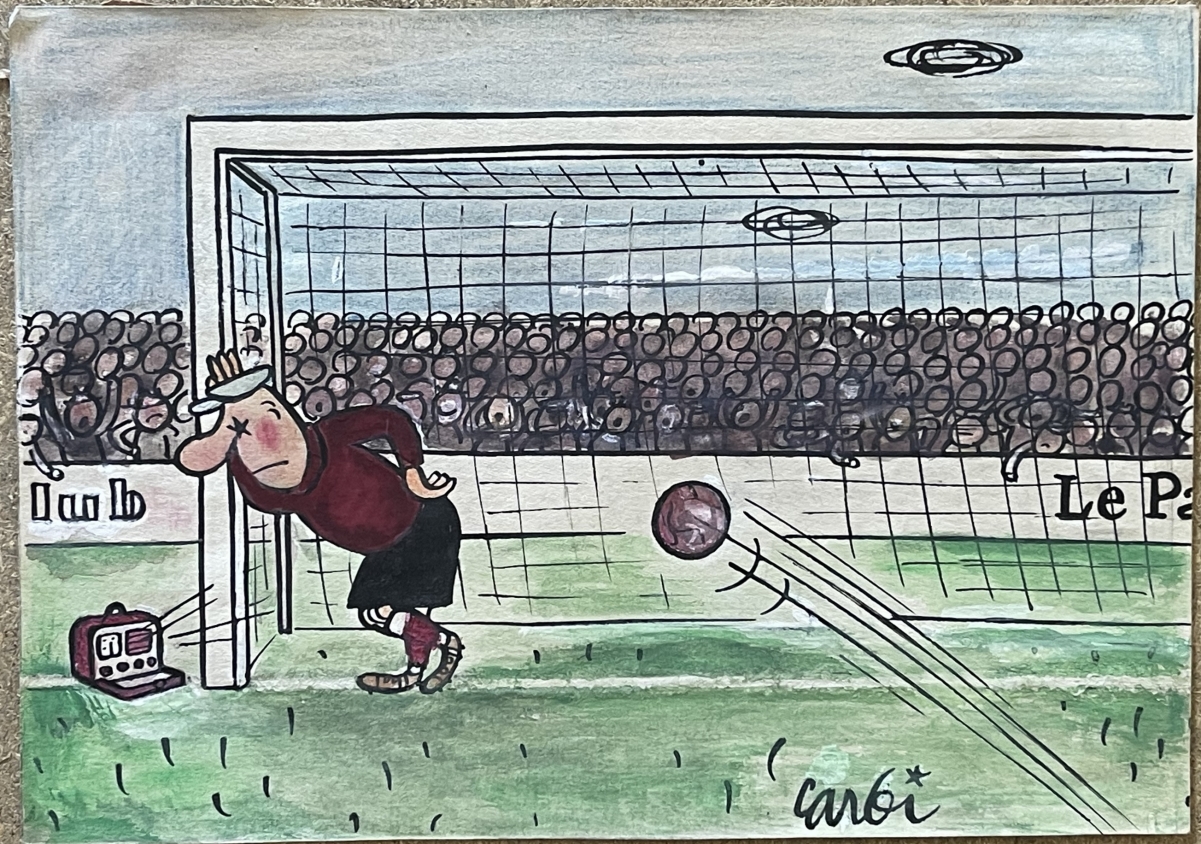 football_gardien_distrait_par_joseph_abric_carbi_vers_1935_caricature_france