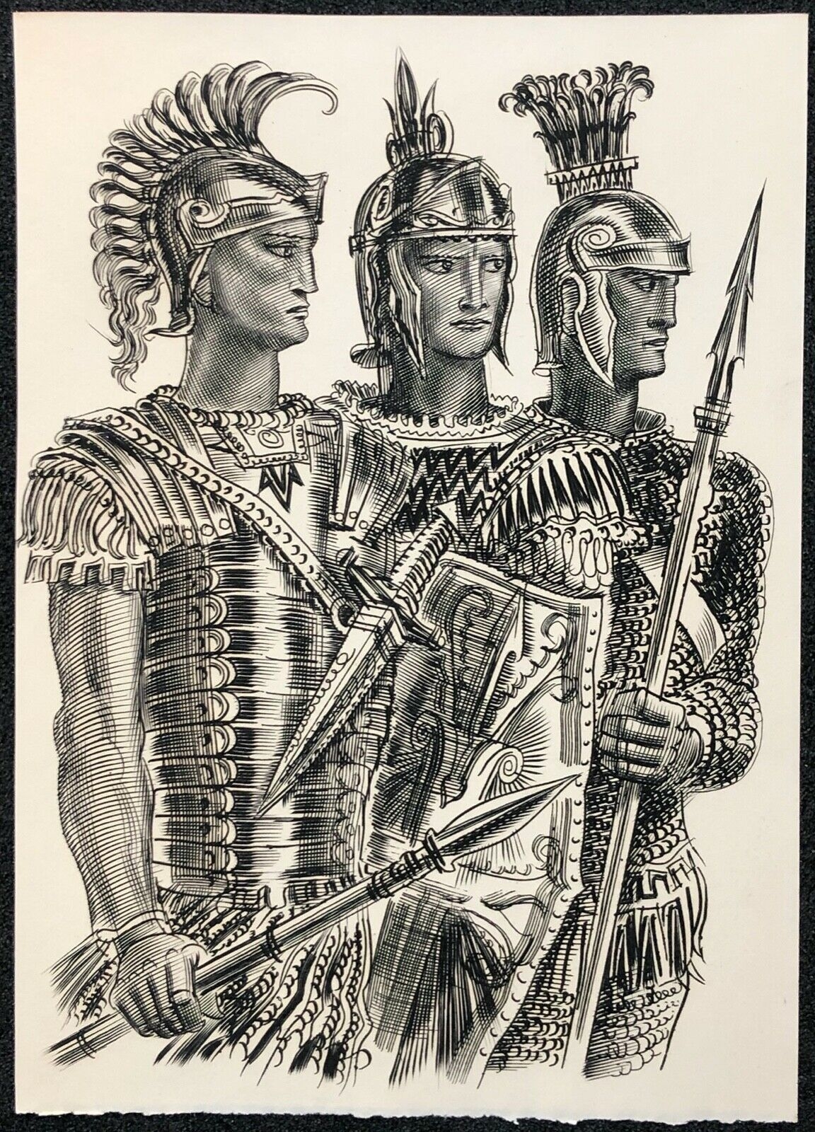 soldats_romain_par_albert_decaris_rome_italie_italia_gravure_de_1955