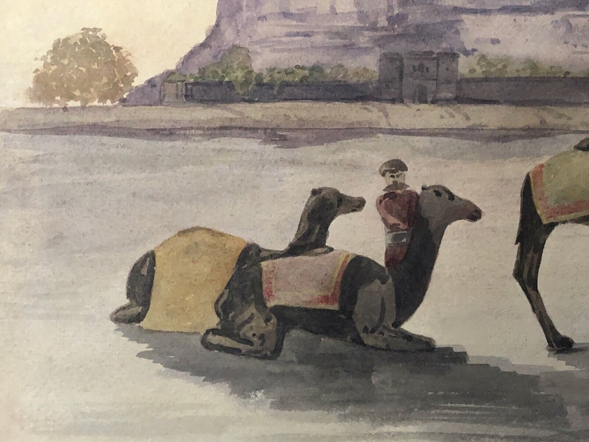 paysage_et_dromadaire__algerie,_aquarelle_datee_de_1969_anonyme_
