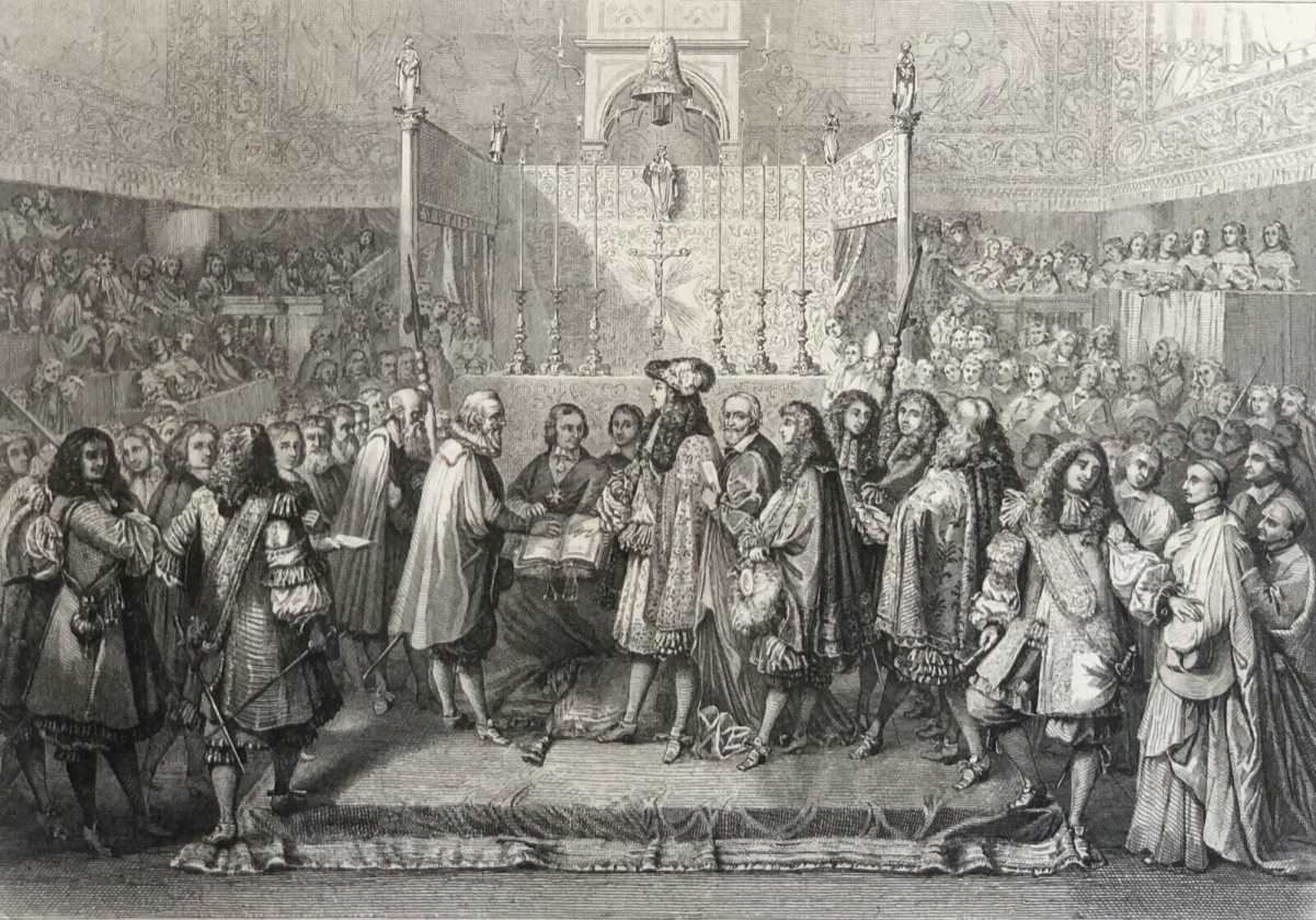renouvellement_dalliance_france_suisse_1665_louis_xiv_lebrun_gravure_c_1840
