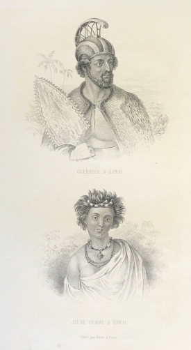hawai_etats-unis_guerrier_et_jeune_femme_lithographie_1857_rouargue_xixe_usa
