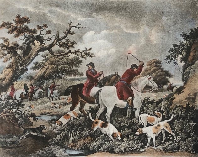 chasse_a_courre_george_morland_fox_hunting_the_check_1801_cheval_renard_chevaux