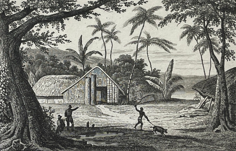 papouasie_vue_de_manavai_gravure_originale_1837_oceanie_nouvelle-guinee