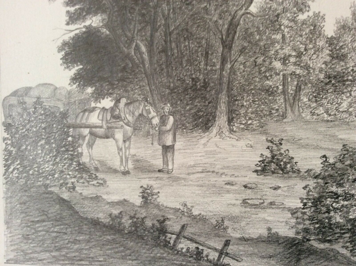 chasseur_et_paysan_normandie_dessin_circa_1870_anonyme_?_chien_cheval