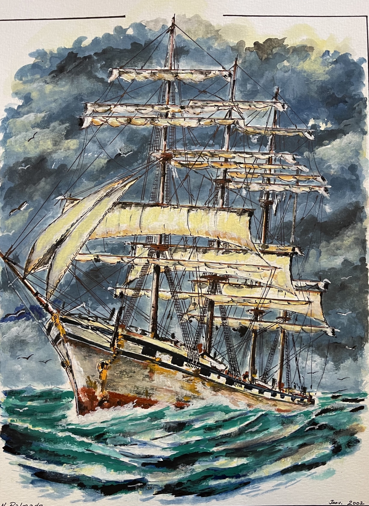 marine_quatre_mats_carre_aquarelle_de_2002_navire_norbert_palmade_1928-2019