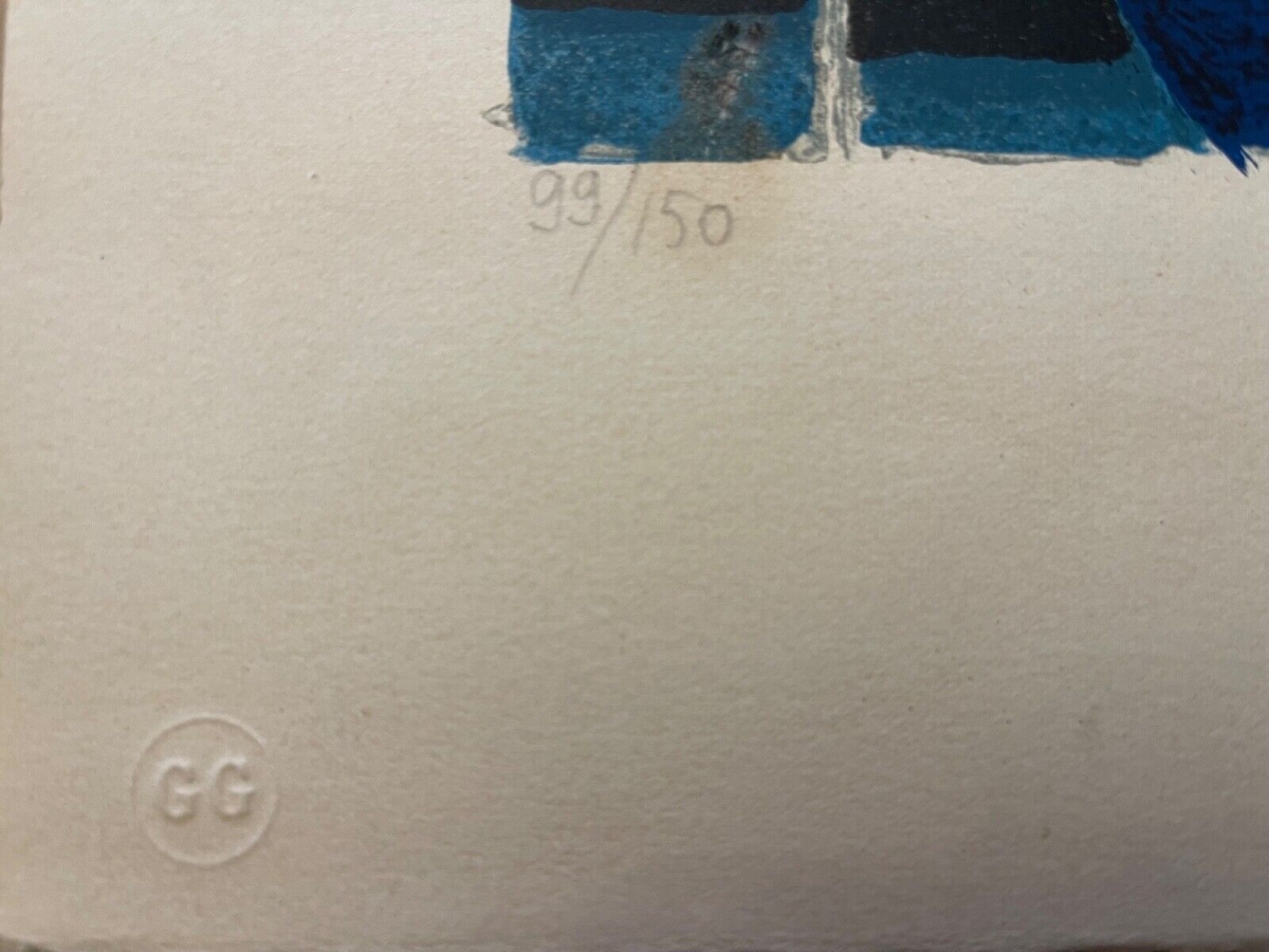 lithographie_nature_morte_aux_tournesols_bougie_et_pichet_signee