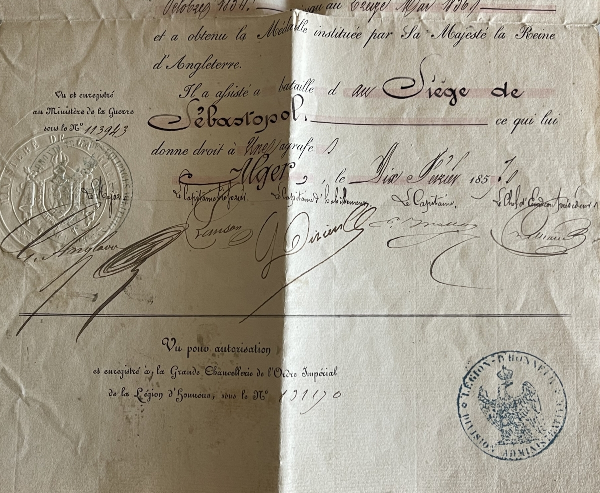 crimean_war_medal_certificate_sebastopol_1854_french_soldier_napoleon_iii