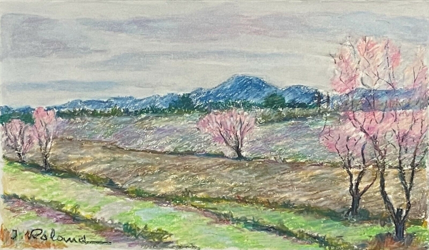 gemenos_provence_paysage_pastel_gouache_xxe_signe_j_roland_france