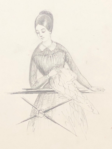 la_blanchisseuse_dessin_anonyme_vers_1840_pressing_repassage_fer_a_repasser