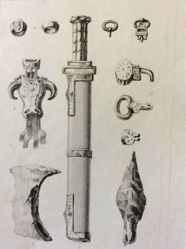 allemagne_armes_du_tombeau_de_childeric_gravure_de_1838