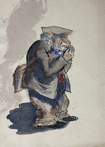 paris_un_clochard_vers_1935_aquarelle_anonyme_france