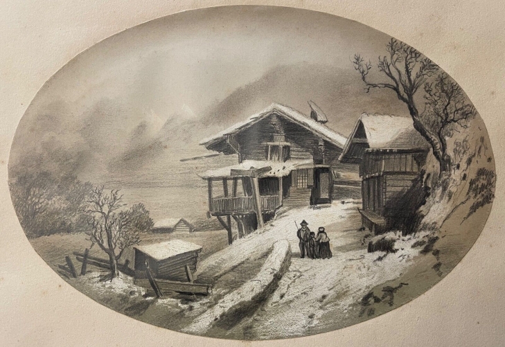 col_du_brünig_le_peage_suisse_berne_dessin_graphite_rehaussé_vers_1850_anonyme