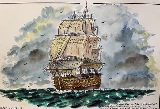 le_redoutable_a_trafalgar_mort_de_nelson_aquarelle_de_2001