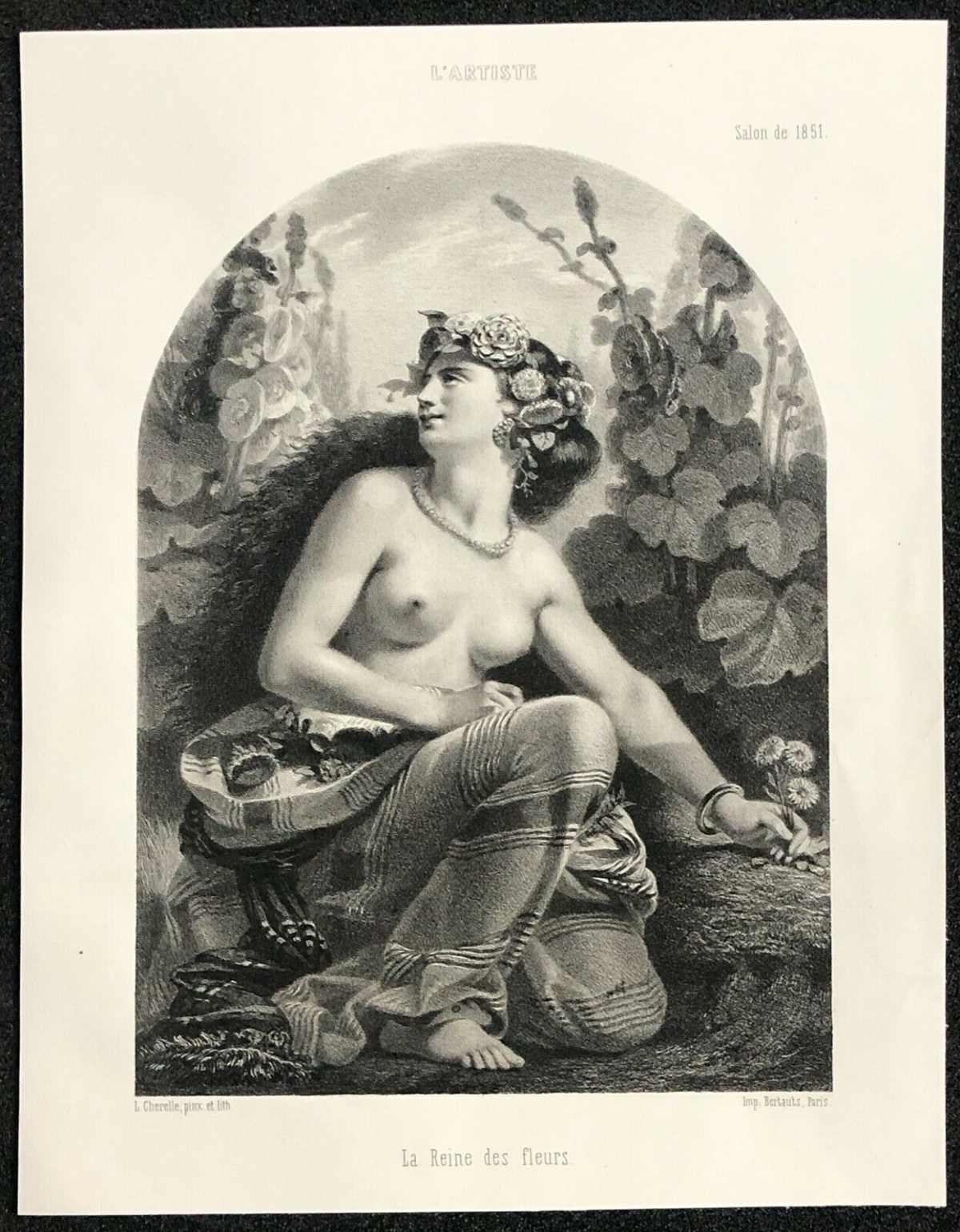la_reine_des_fleurs_lithographie_de_cherelle_salon_de_1851_fleur