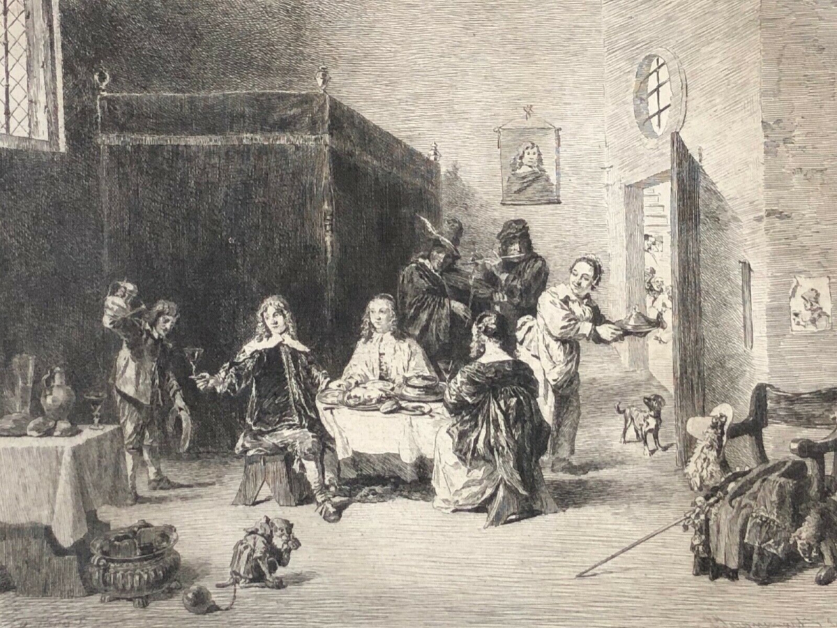 david_ii_teniers_1610-1690_lenfant_prodigue_grave_par_jacquemart_en_1877
