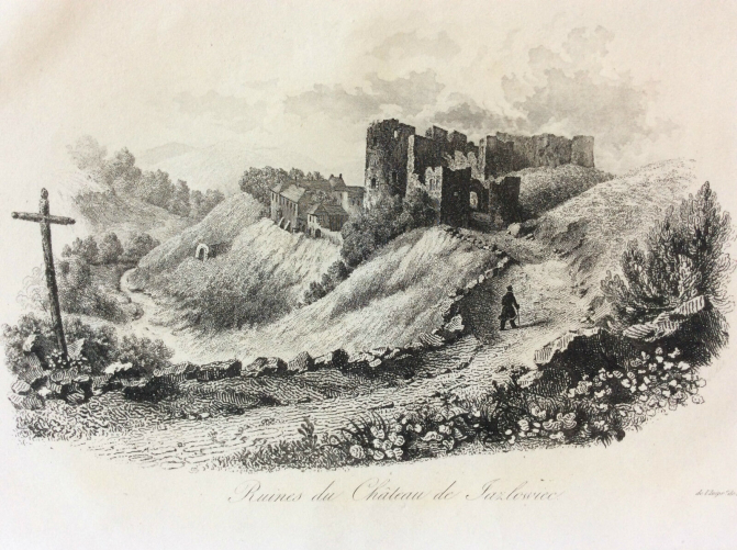 pologne_polska_ruine_du_chateau_de_jazlowiec_estampe_1835_ruiny_zamku_w_jazlowcu