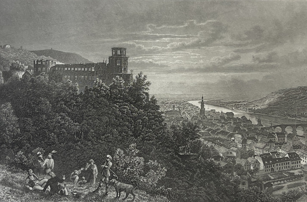 heidelberg_castle_overlooking_antique_steel_engraving_allemagne_c_1880_germany