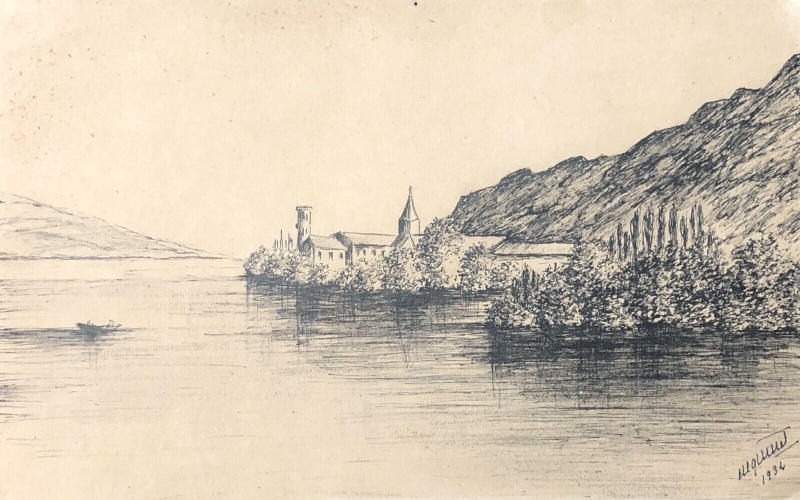 abbaye_de_hautecombe_lac_du_bourget_savoie_1934_dessin_original_signe