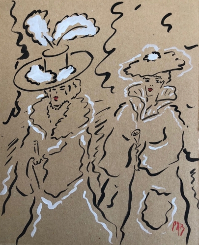 femmes_au_chapeau_gouache_grande_qualite_mode_signee_lab_?_femme