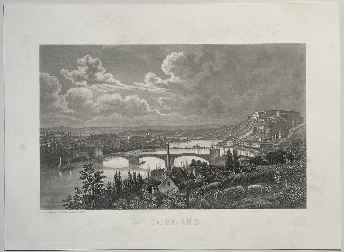 coblenz_et_forteresse_ehrenbreitstein_rhin_gravure_1850_allemagne_engraving