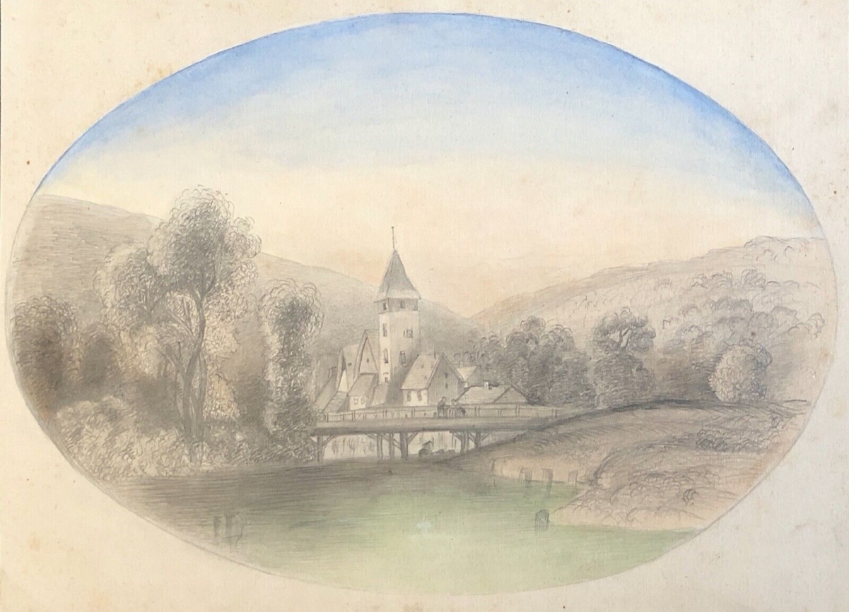 village_francais_vers_1840__aquarelle_sur_papier,_anonyme_