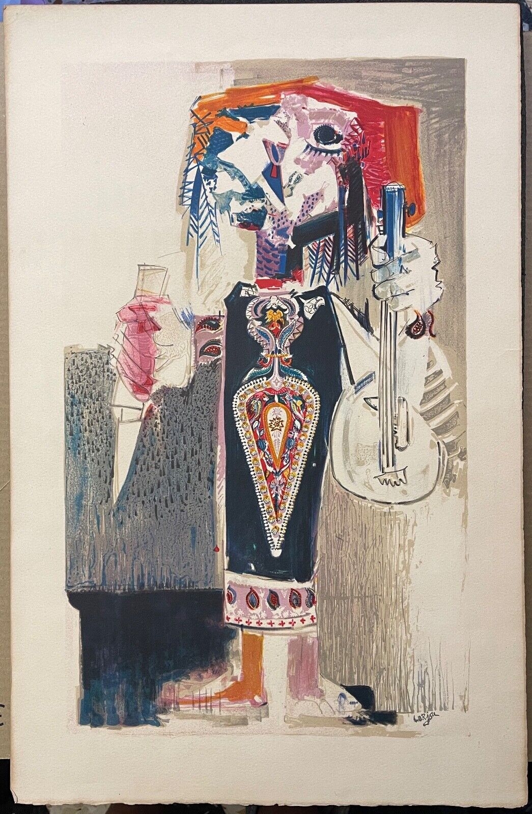 bernard_lorjou_1908-1986_lithographie_le_joueur_de_cithare_c_1950_france