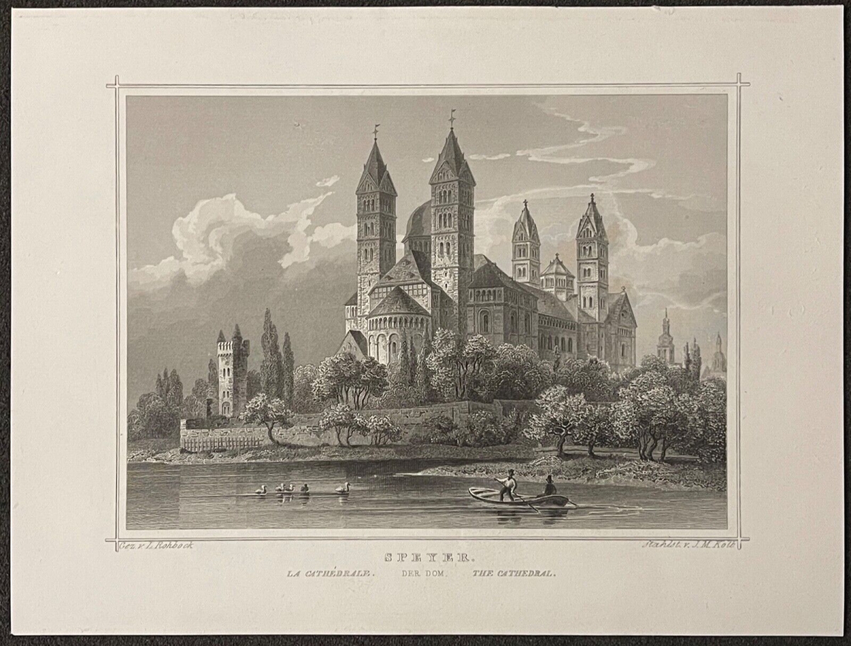 allemagne_cathedrale_de_spire_speyer_vue_romantique_lithographie_vers_1850