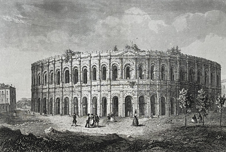 amphitheatre_de_nimes_arenes_gravure_1855_dapres_nates_france_provence
