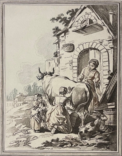 louis-marin_bonnet_1743-1793_la_petite_ferme_traite_vache_vers_1790_lait