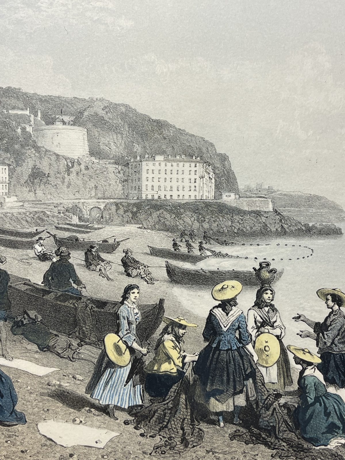 nice_savoie_femmes_et_pecheurs_plage_des_ponchettes_lithographie_1864