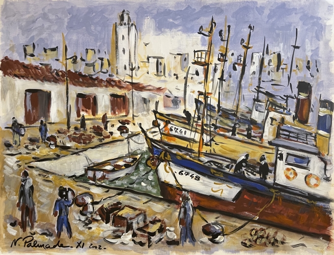 bateaux_de_pecheurs_au_port_acrylique_sur_papier_arches_2002