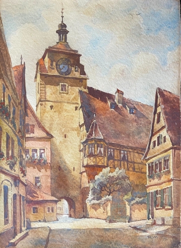 rothenburg_ob_der_tauber_baviere_allemagne_vers_1938_aquarelle_signee_r_w