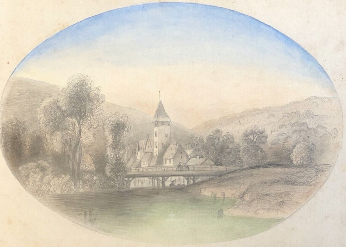 village_francais_vers_1840__aquarelle_sur_papier,_anonyme_