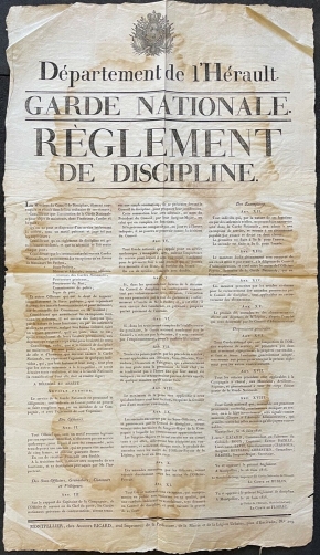 affiche_louis_xviii_garde_nationale_reglement_de_discipline_montpellier_herault_1816
