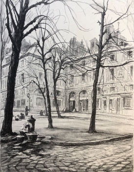 versailles_rene_aubert_1894-1977_litho_1951_signee_crayon_hotel_des_24_tilleuls