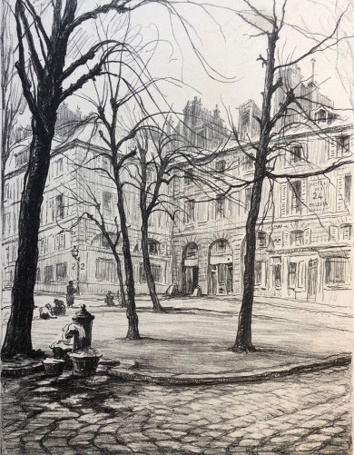 versailles_rene_aubert_1894-1977_litho_1951_signee_crayon_hotel_des_24_tilleuls