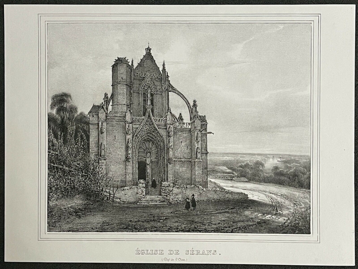 eglise_saint-denis_de_serans_oise_vers_1840_france_lithographie_france