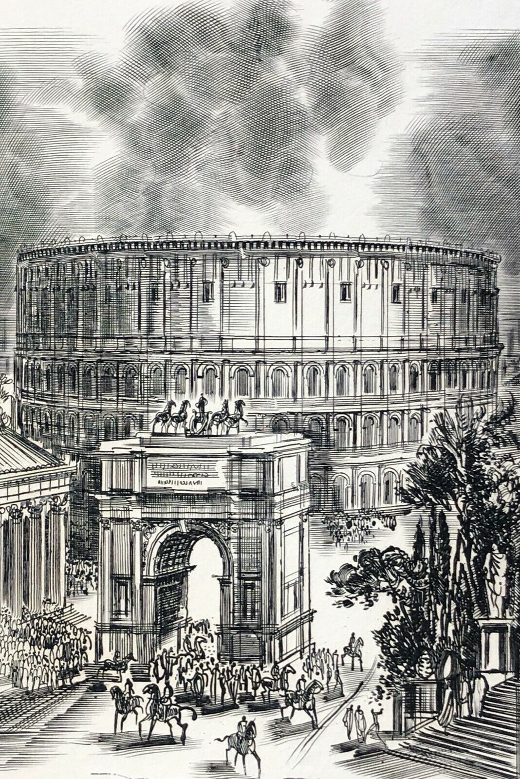 colisee_colosseo_roma_par_albert_decaris_gravure_de_1955_rome_italia_italie