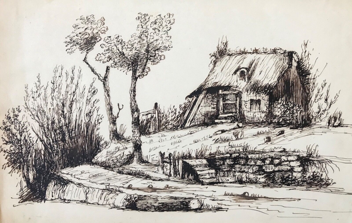 chaumiere_moyen_age_medievale_encre_vers_1862_picardie_ou_ile-de-france