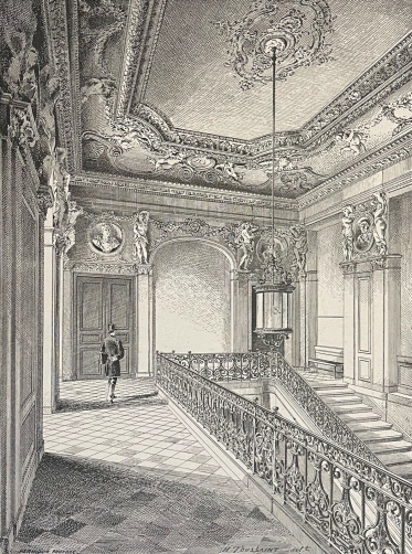 ecole_centrale_paris_ou_ecp_haut_du_grand_escalier_gravure_de_1884